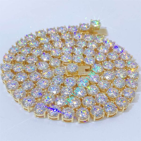 

14K Real Gold Chain 6Mm 16" 18 " 20" 22" 24" 26" 28" VVS Moissanite Tennis Necklace