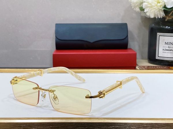 

Luxury Sunglasses Designer Woman Summer Rimless Frameless Letter Rectangle Transparent Design Mens C Decor Sun Glasses Wood Eyeglasses Lunettes luxe femme