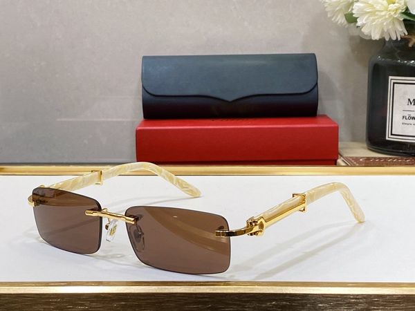 

Womens Designer Sunglasses Polarized UV Protection Eyewear Buffalo Horn Sun Glasses Frameless Fashion Adumbral Accessories Glass Lunettes de soleil homme
