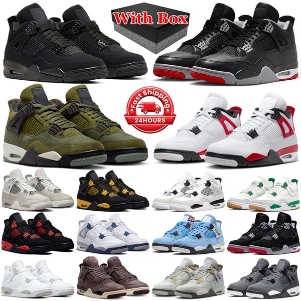 

4s with box jumpman 4 basketball shoes men women Bred Reimagined Red Cement Thunder Medium Olive Military Black Cat mens trainers outdoor sports sneakers