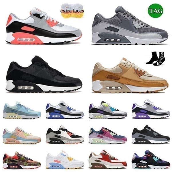 

with Shoes Box Designer Mens Women 90 90s Running Shoes Infrared Light Bordeaux Unc Caramel Phantom Coconut Milk Sun Club Hyper Raisin Outdoor 36-46, A24 green glow 40-46