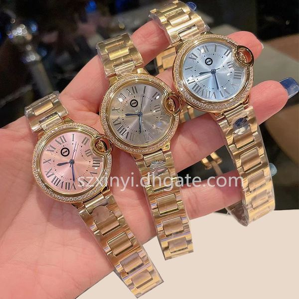

Classic 33mm Women's Quartz Watch Women's Watches, 2. [no diamonds] gold strap-pink dial