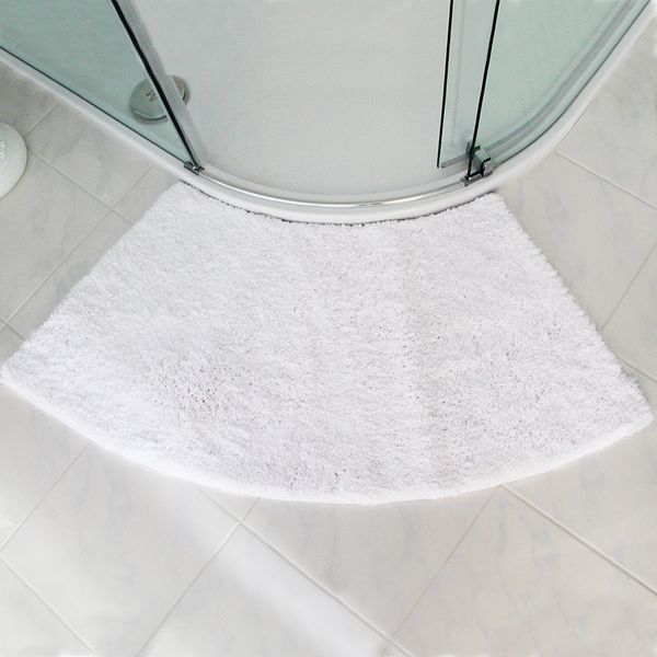 

solid color fan-shaped floor mat at the entrance of household bathroom, semi-circular TPR anti slip foot pad, shower room irregular carpet