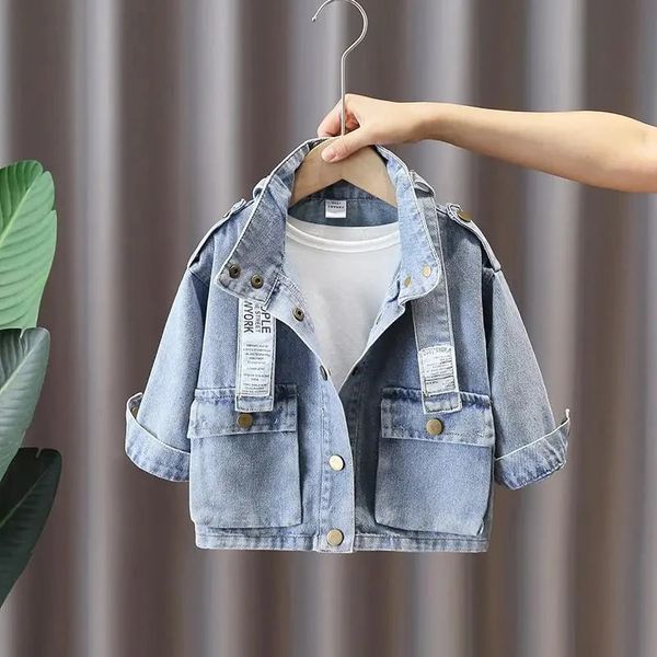 

Boys Denim Jacket Childrens Baby Casual Girls Coat Spring and Autumn Clothes Big Kids Windbreaker Jeans 240122, Blue