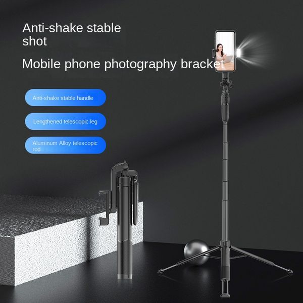 

Stack A66 Anti-Shake Bluetooth Selfie Stick Mobile Phone Holder Outdoor Live Broadcast Floor Aluminum Alloy Rod Tripod Shooting