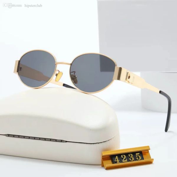 

2024 designer sunglasses for women's men glasses same Fashion trend Sunglasses as Lisa Triomphe beach street photo small sunnies metal full frame with gift box
