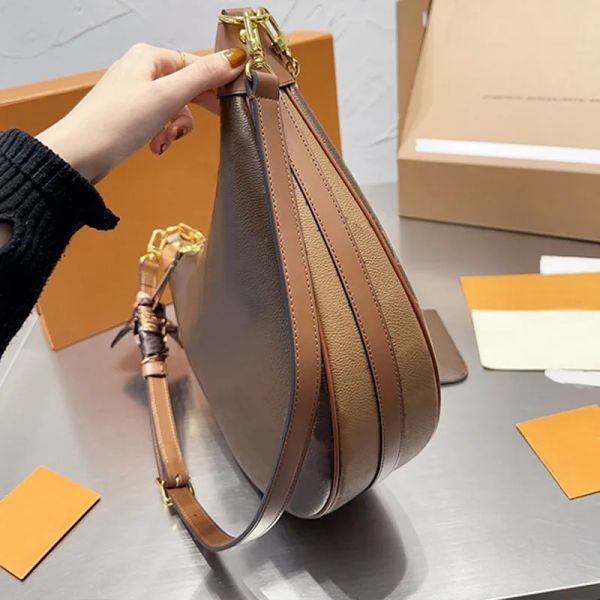 

Women Designer Handbag Purse Croissant Chain Crossbody Bags Half-moon Underarm Purses Large Capacity Totes Removable Zipper Pouch, 35x24cm