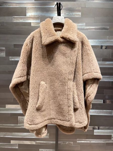 

free women lady fur coat real sheep hair cloak loose short designer winter warm coat 10550, Brown