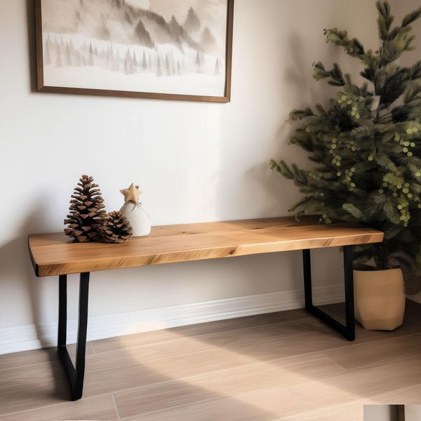 

Room Living Furniture Handmade Rustic Wood Bench Trapezoid Steel Legs Entryway Coffee Table With Farmhouse Drop Delivery Home Garden F Otmu6