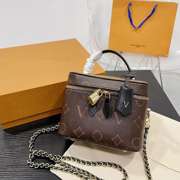 

Classic Cosmetic Bags Women Wash Bag Designer Makeup Handbags Luxurys Shoulder Cross Body Large Capacity with Box, Brown