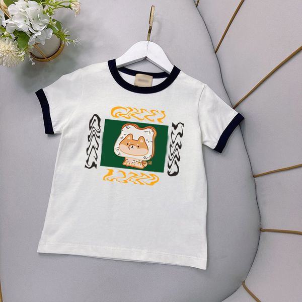 

14 styles kids clothes fashion pure cotton kids T-shirt classic print boys girls clothing luxury designer childrens Round neck pullover top CSD2401241-6, Beige