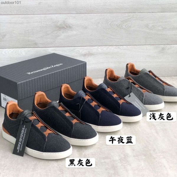 

Zegnas A High-end Men's Low Cut Sporty Casual Shoes Gray Social Lazy Guy, Midnight blue