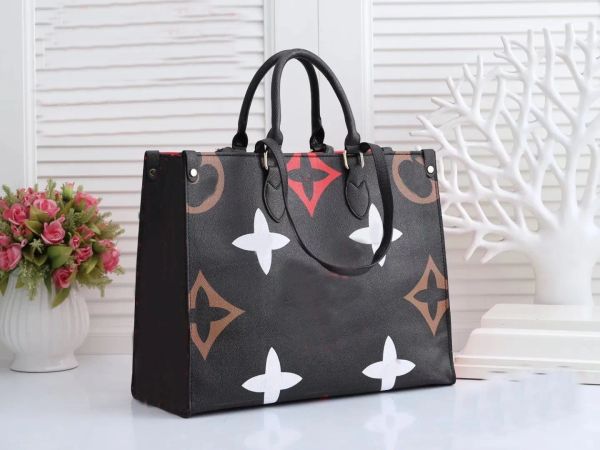 

Handbag Women Luxurys Designers Bags 5-color Casual travel ribbon tote bag PU material fashion shoulder bag's wallet, Black