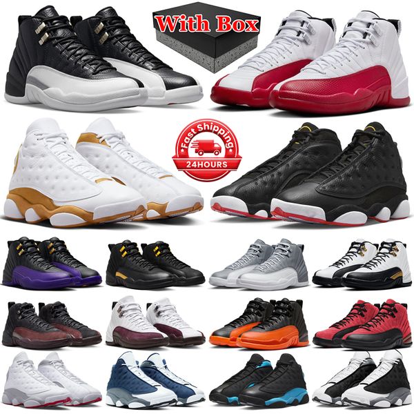 

With box 12s 13s jumpman basketball shoes men 12 Cherry Field Purple Royalty Taxi Indigo 13 Playoffs Wheat Black Flint University Blue mens trainers sports sneakers, 31