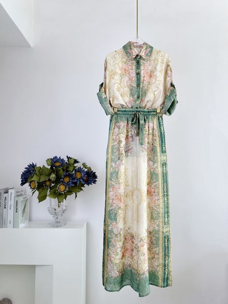 

Dress Two Piece Australian designer Printed patchwork dress spring/summer new 100% silk fabric short shirt casual pants two-piece, Multi