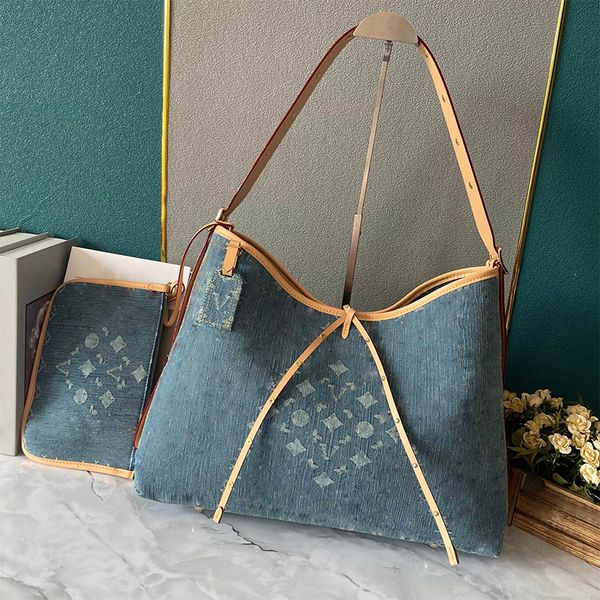 

New Large Capacity Bag with pouch Women's Portable Bag Retro Fashion Tote bag Luxury Designer Bag Cross Body Waist Bag Temperament Fashion Women Handbag Big Size, Blue