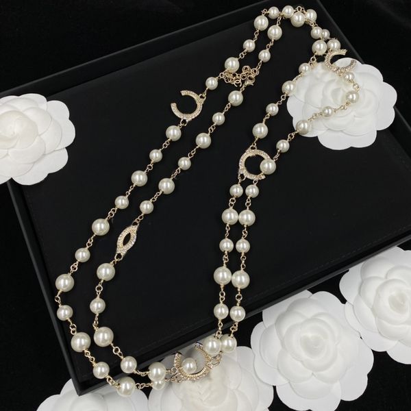 

Design Long Pearl Necklaces For Woman Beaded Necklace Letter Chain Necklace Luxury Necklace Wedding Gift Jewelry Supply