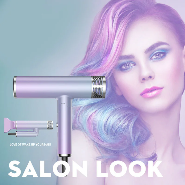 

2024 High Speed Professional Salon Negative Ion Gradient Light Electric Adjustable Portable T-Shaped Folding Hair Dryer, Black