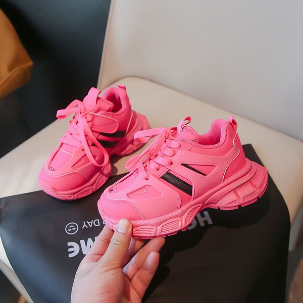 

Pink Leather Sports Sneakers Spring Autumn Soft Sole Toddler Shoes Girls Kids Children Running Shoe Baby Antislip Casual Fashion Athletic Sneaker Size 26 - 35, Black