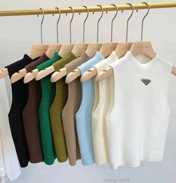 

Womens knits tees designer knitting sweater vest Sleeveless round neck knitted shirt Loose Top