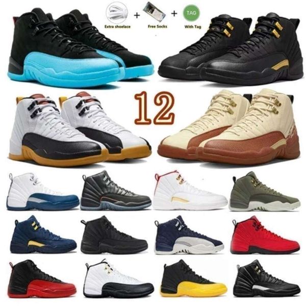 

12 Mens Basketball shoes OG Utility 12s Reverse Flu Game Royal Michigan Gold Indigo Gamma Blue Twist White sports 40-47