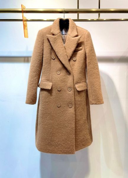 

women lady long designer wool trench coat popular high end wholesale price coats 0346, Khaki