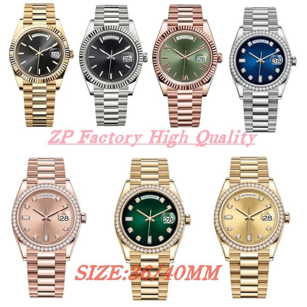 

ZP Factory Mens Watch Day date Automatic Mechanical Movement Watch 36/40mm Womens Watch Diamond Watch Designer Watches Sapphire CAL.2823 Waterproof Wristwatches, Gray