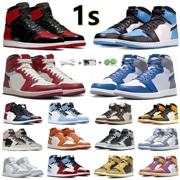

Jumpman 1 1s Mens Basketball Shoes Unc Toe Bred Patent Lost Found Starfish University True Blue Dark Washed Heritage Newstalgia Denim Trainers, Color#42