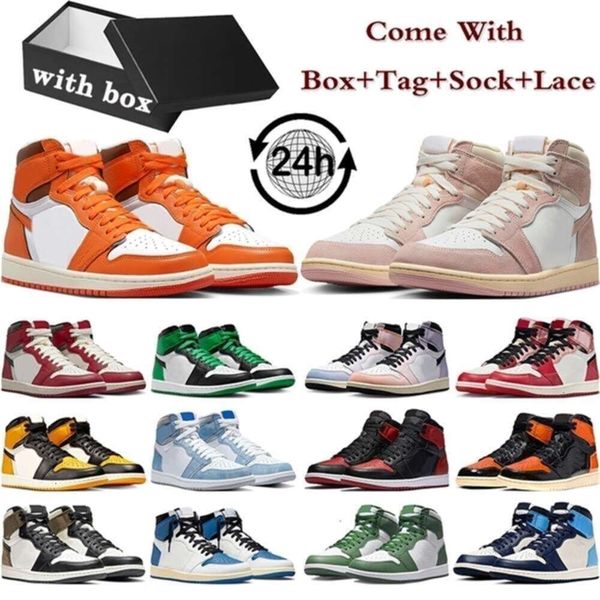 

with box jumpman 1 basketball shoes 1s mens sneakers Washed Heritage Lucky Green Dark Mocha True Blue Bred Patent outdoor, Satin black toe