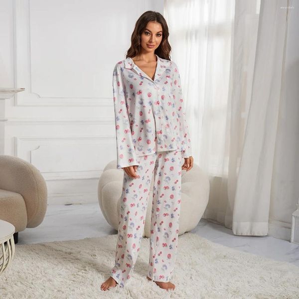 

Women's Sleepwear Pajama Set For Women Causal Floral Print Long Sleeve Loungewear 2 Piece Djerf Avenue Pajamas Y2K Chic Vintage Homewear, C1