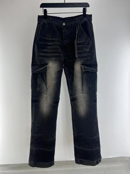 

2024 Mens designer Flared jeans Men straight-leg JEAN pants Casual loose jean Straight Retro Pants Hip hop Street Pant, Aqua