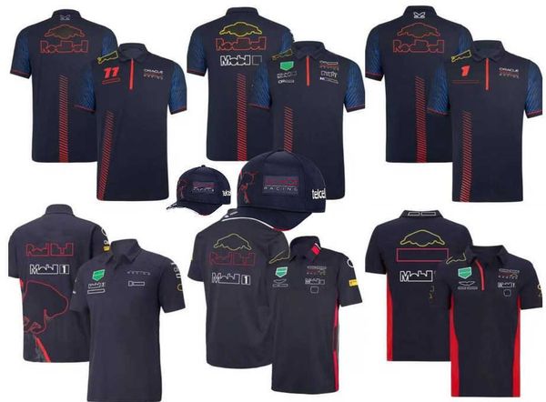 

New Season Cycle Clothes F1 Racing Short Sleeve T-shirt Mens Summer Polo Shirt Same Give Away Hat Num 1 11 Logo, Black