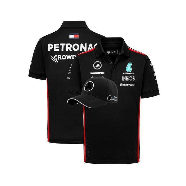 

mens Polos Mercedes-aaggmm Petronas F1 Team 2024 Polo Shirt Tshirts Lewis Hamilton Valtteri Bottas Formula 1 Car Fan Clothes give away hat white or black, Gold