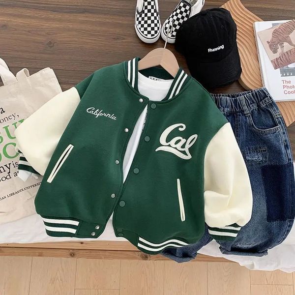 

28T Kid Fashion Jacket for Boy Coat Spring Autumn Baseball Uniform Cotton Letter Print Outerwear Baby Child Clothes 240122, As picture