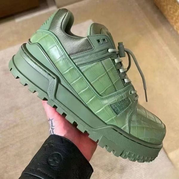 

Trainer MAXI Shoes Damoflage Printing KAKI Small Fat Ding Leather Gold Buckle Non-slip Low-top Board Shoes for Men and Women