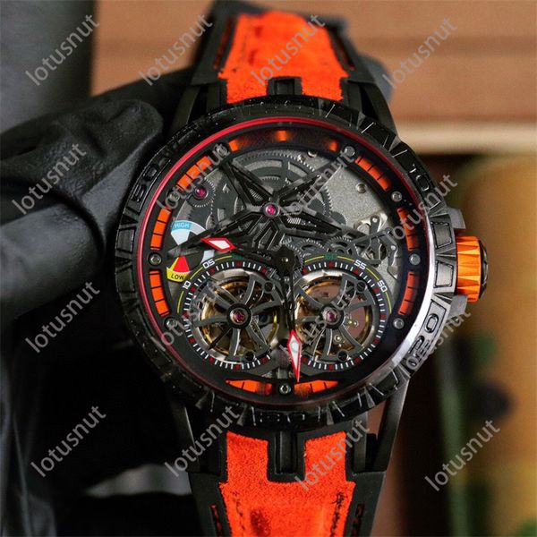 

Wristwatches watches high quality mens watch (Ro) design automatic movement Rubber strap Double Flywheel Hollow Technology Surface Coated titanium alloy, Type 2