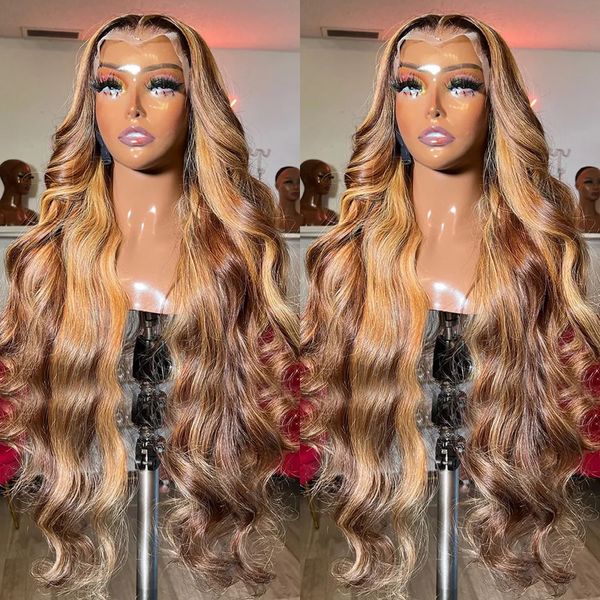 

Inch 40 Body Wave 13x4 Transparent Lace Front Human Hair Wigs For Women 250 Density Water Wave Synthetic Lace Frontal Wig, Mix color