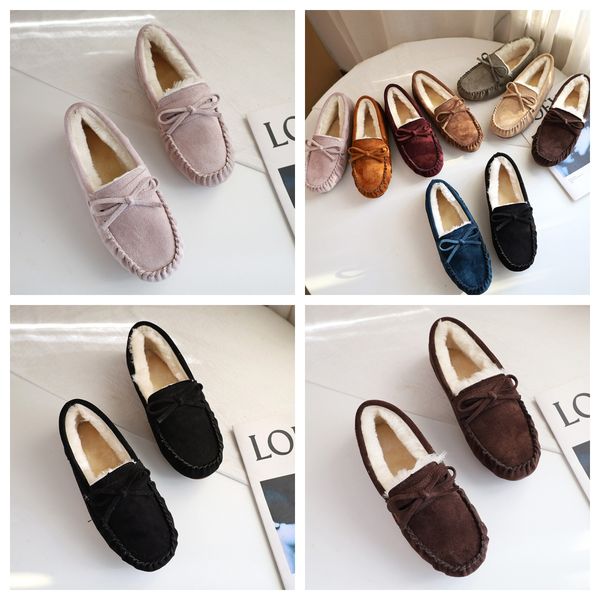 

Women's Fuzzy House Flat Boots Low Cozy Warm Winter Cute Durable casual Slips Loafers Indoor Outdoor pregnant mama autumn blue pink brown, Khaki