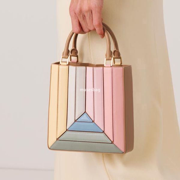 

Spliced rainbow crossbody bag bag women's new niche design high-grade sense of foreign fashion all stylish shoulder handbag, White