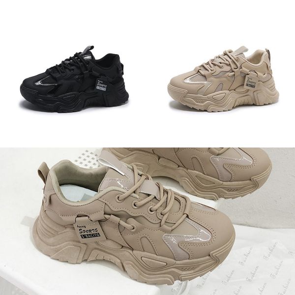 

2024 New Shoes lace-up Women's White Black brown Wear resistant sports casual Wear Height increasing thick soled shoes shoes Outdoor breathable 35-40, Green