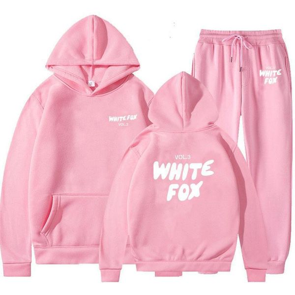 

Spring Autumn New Set Fashion Sports whitefox clothes Winter Long Sleeve Hoodie Two Piece Sets fashion womens mens tracuit CSD2408015, Pink2