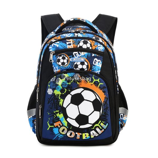

Foreign trade schoolbag 1-3 grade camouflage football primary school students large capacity ridge protection children backpack layer backpack, Blue
