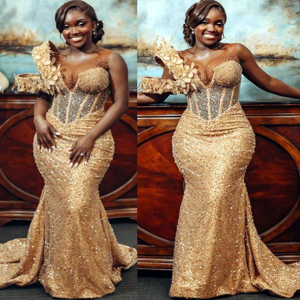 

2024 Plus Size Illusion Gold Mermaid Prom Dress Lacefull Promdress Florals Beaded Evening Formal Party Second Reception Birthday Engagement Gowns Dresses ZJ625, Hunter