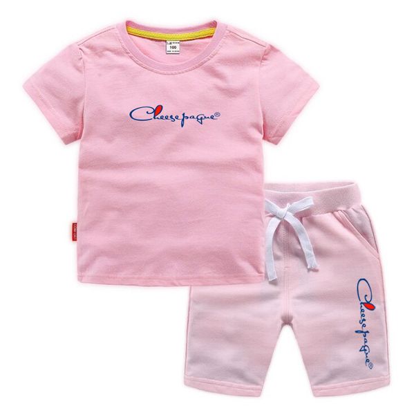

Summer Baby Boys Brand printed Sportswear Summer Girls Comfortable Shorts T-shirt Set 2 children's clothing set Children's clothing 2-13 Years, Red 1
