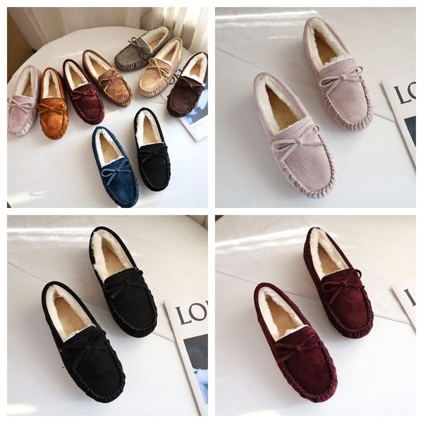

Women's Fuzzy House Flat Boots Cozy Warm Winter Cute Durable casual Slips Loafers Indoor Outdoor pregnant mama autumn winter light pink beige coffee, Mahogany