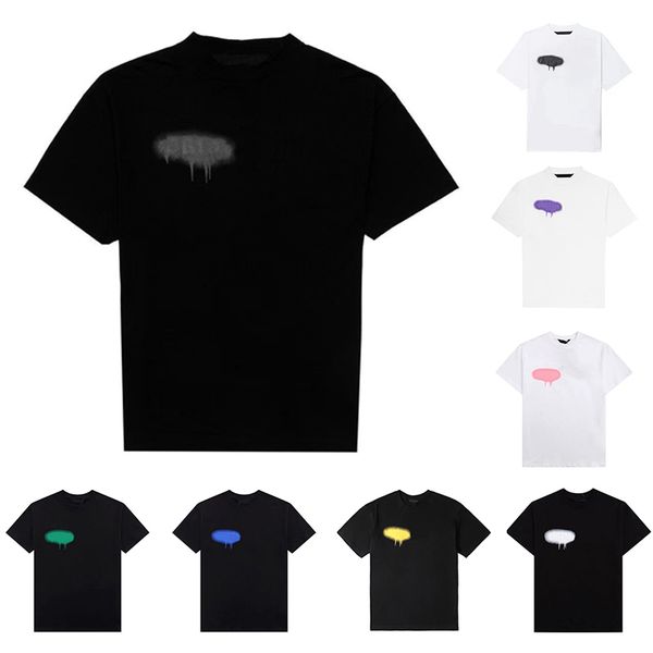 

mens shirt clothes designer women t shirts Fashion spray paint graffiti couple short sleeves high street loose Tide brand Crew Neck Letter, Multi