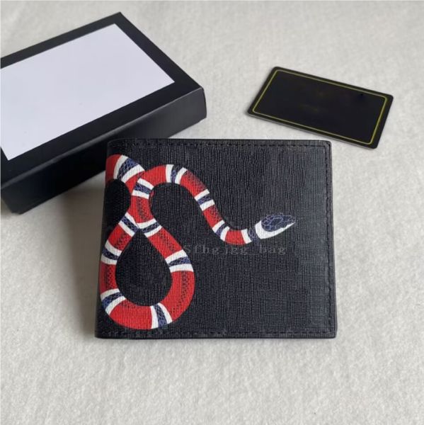 

Men Wallet Animal Designer Fashion Short Purse Top Quality Leather Black Snake Tiger Bee Women wallets Luxury Card Holders With Gift Box, Brown