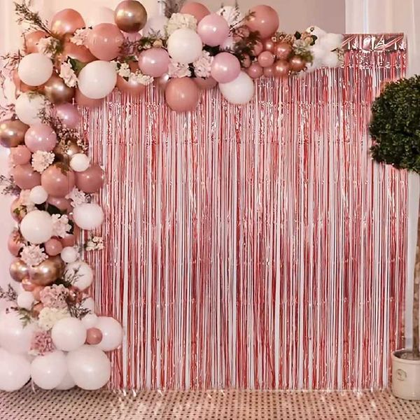 Party Balloons Birthday Backdrop Decoration Party Curtain Bachelorette Party Glitter Tinsel Fringe Laser Curtain Baby Shower Wedding Decor