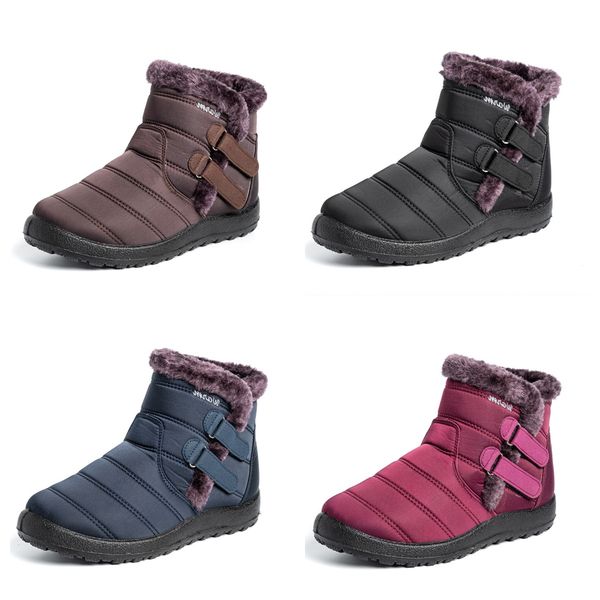 

Snow Boots Cotton shoes waterproof Thickened anti cold velvet plus size women Winter slip on Ankle Boots non-slip Burgundy red black