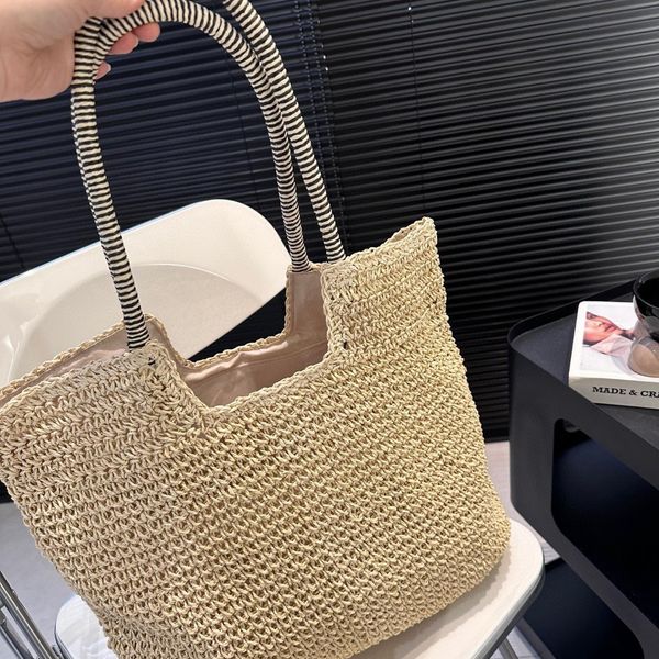 

Designer straw bag luxury women beach bag designer beach bag shopping bag stylish women handbag casual fashion versatile bag Tote yslBeach Bag, S10